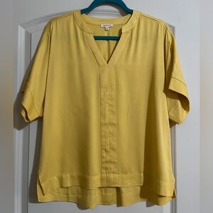 Jodifl Mellow Yellow Short Sleeve Tunic New Small Versatile Split V-Neck
Casual